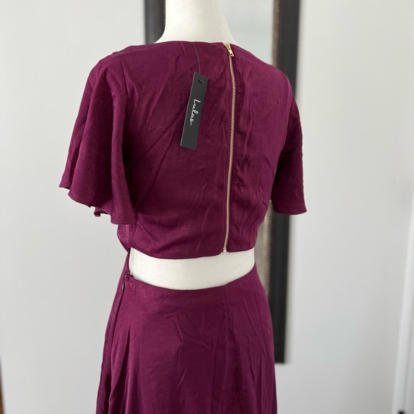 NWT lulu’s long dress maxi dress dark red burgundy women’s size small Small - Picture 5 of 16